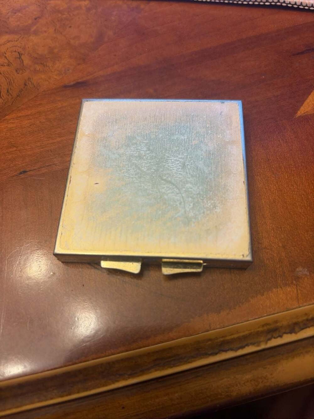 Vintage Volupte Square Powder Compact with Textured Goldtone Back